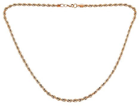 Bling Jewelry Unisex Urban Biker Hip Hop Heavy Strong 5MM Thick Strong Twist Cable Rope Chain Necklace for Men Rose Gold Tone Stainless Steel 18 Inch