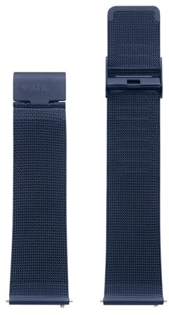 WATXANDCO Uhrenarmband Basic WXCO2707 - Unisex - Edelstahl - Blau - 22 Millimeter - Mesh - Faltschließe