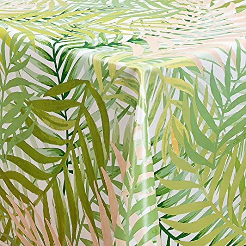 laro Wachstuch-Tischdecke Abwaschbar Garten-Tischdecke Wachstischdecke PVC Plastik-Tischdecken Eckig Meterware Wasserabweisend Abwischbar |43|, Muster:Blumen Bambus grün, Größe:80x120 cm