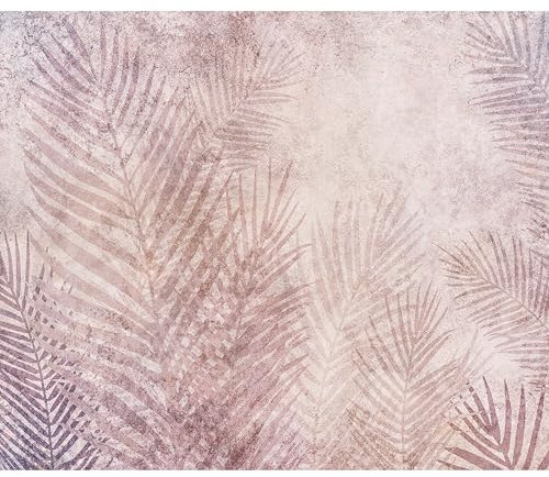 murando - Vlies Fototapete tropische Blätter 400x280cm Foto Tapete Wohnzimmer Vliestapete XXL Motivtapeten Bildtapete 3d Effekt Wand Dekoration - Palmblatt Natur rosa grau wie gemalt b-C-10014-a-a
