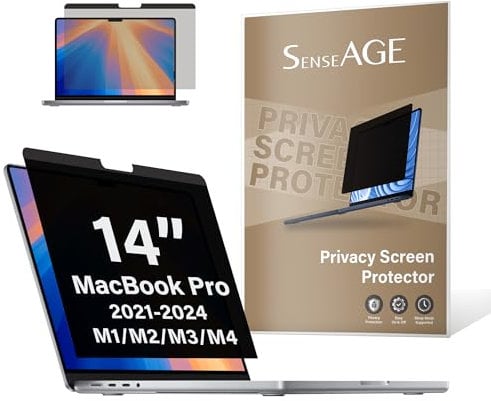 SenseAGE Magnetischer Blickschutzfilter für MacBook Pro 14 Zoll (2021-2024, M1, M2, M3, M4), Anti-Spy Blaulicht Sichtschutzfolie, Laptop Privacy Screen Protector für MacBook Pro 14