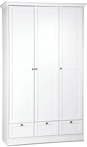 Homestyle4u Armoire Blanche avec tiroirs 3 Portes Chambre