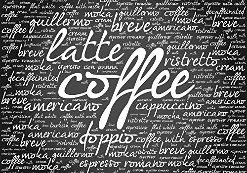 wandmotiv24 Fototapete Latte Coffee Küche, 300 x 210 cm - selbstklebende Vliestapete 150g, Wanddeko, Wandbild, Wandtapete, Cappuccino Kaffee Mokka M6154