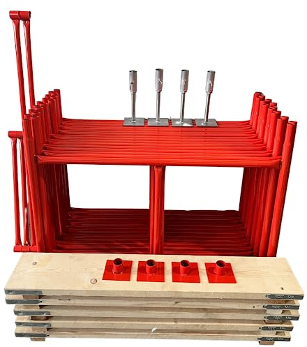 HILL TOP FABRICATIONS CO (1998) LTD - Scaffolding Tower with Boards & Adjustable Bases 7.77 Meters (25'6) Working Height 4x4 Base Size. Steel & Polyester Powder Coated (PPC) High Quality & Durable.