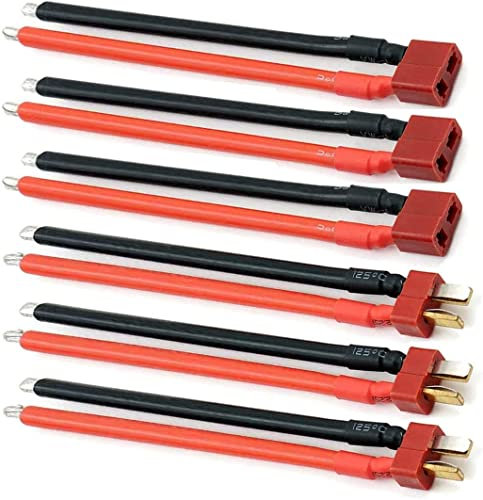 LINSYRC 3 Paare T-Stecker Deans Männlich und Buchse Adapter Kabel mit 14AWG 10CM Silikondraht für RC Lipo Akku Drohne Flugzeug Quadcopter Auto Boot Ladegerät