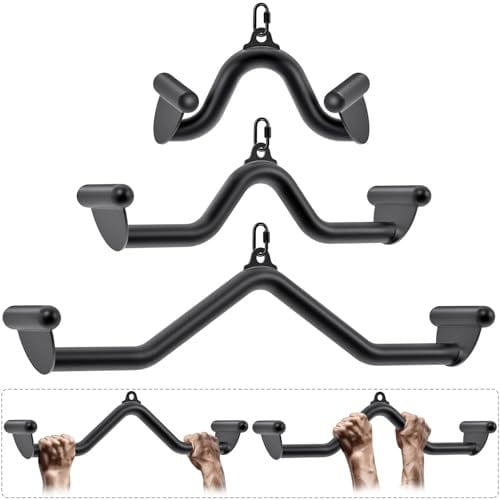 SELEWARE Multifunction-Grip LAT Pull Down Bars W/Heavy Duty Steel Tubing Structure Home Gym Workout Attachments Triceps Press Down Bar for Cable Machine Back Strength Training V-Bar Rowing Set Size M