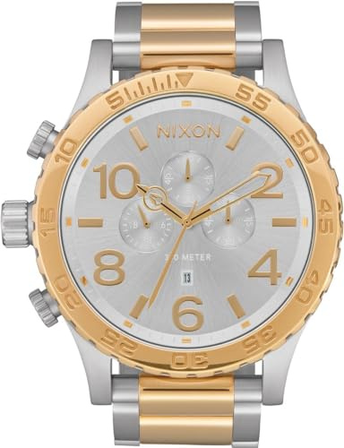 Nixon Herren Armbanduhr 51-30 Chrono mit Armband aus Edelstahl, Wasserdichtigkeit: 30 Bar Gehäusedurchmesser: 51,00 mm, A1389-1921-00