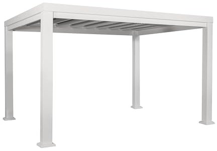 Backyard Discovery Windham Modern Steel Pergola | Waterproof and Rust Resistant, Full Shade Canopy Cover, Heavy Duty Metal Pergola, Shelter For Garden, Patio, Veranda | 3m x 4.3m (14ft x 10ft), White