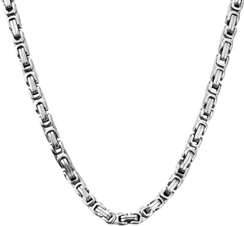 JENCVNL Silber Königskette für Herren, 4/5/6/7/8mm Edelstahl Königskette Halskette Wikinger Kette Hip Hop Halskette Punk Männer Jungen, Länge 51/56/61/66cm (Silber-6mm, 61cm)