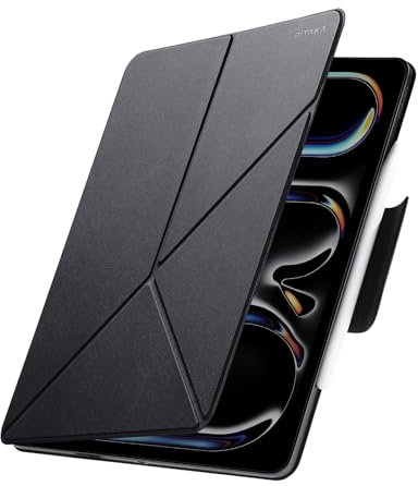 PITAKA Hülle für iPad Pro 11 2025/2024 Magnetische Hülle für iPad Pro 11 Zoll 6.Gen/5.Gen Ultraleichte Schutzhülle mit Stifthalter Mehrwinkliger Stand aus PU Leder Schwarz [MagEZ Folio 2]