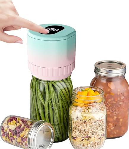 KINMRIS Mason Jar Vacuum Sealer Electric Mason Jar Vacuum Sealer Kit for Wide Mouth and Regular Mouth Mason Jars Vacuum Sealing Machine for Food Storage