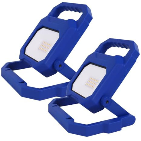 LUXULA 2er Set faltbarer LED Fluter mit Akku und USB Powerbank Funktion - Magnethalterung - dimmbar - 6W 800lm - 4000K Neutralweiß - IP54 - Baustrahler Arbeitsleuchte Campinglampe
