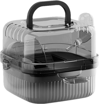 Großer Hamsterkäfig für Reisen, Hamster-Tragekäfig, Hamster-Transportkäfig, tragbarer Hamsterkäfig mit Wasserflasche, atmungsaktiver Kleintier-Reiseträger