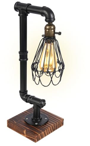 Retro Nachtlicht Industrielle Steampunk Tischlampe E27 mit Schalter ohne Leuchtmittel Nachttischlampe Deko-Lampen für Home, Bar, Cafe