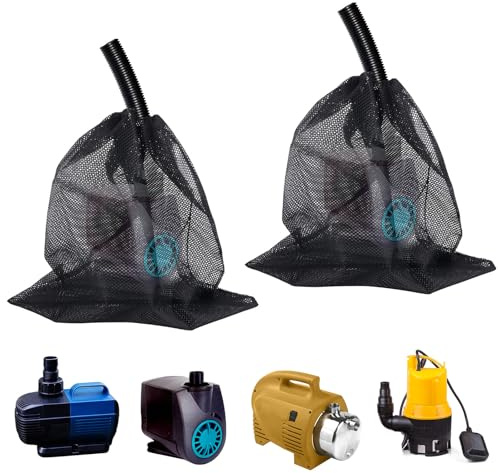 Fukaisu 2pcs Pond Pump Cover Filter Bag, 19.3x18.5in Black Media Water Pump Barrier Drawstring Bags Box with Anti-Clogging Mesh Accessories for Outdoor Aquarium Ponds Swimming Pools Garden