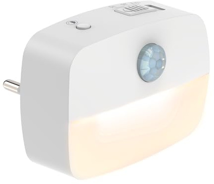 ANSMANN Nachtlicht mit Bewegungsmelder und Dämmerungsfunktion, LED Lampe Steckdose, dimmbar kindersicher und energiesparend, Schlaflicht für Kinder, Babys oder Schlafzimmer mit 3 Helligkeitsstufen