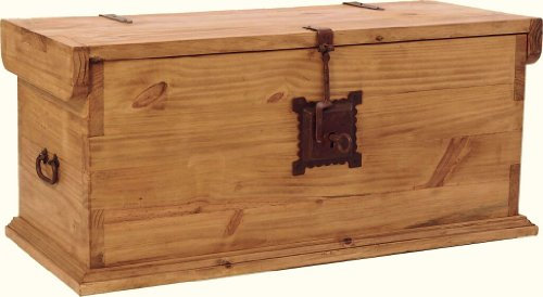 MiaMöbel Truhe Mexico Möbel 100x40x44 cm Landhausstil Massivholz Pinie Honig