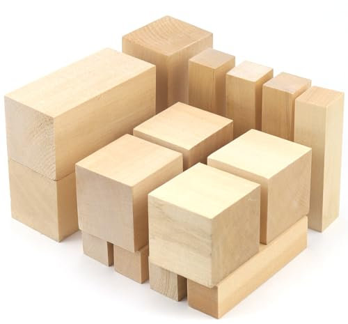 Rierousy Madera para tallar, Bloques de Madera de Tilo para Tallar Natural para Niños y Adultos Manualidades Talla de Tilo madera manualidades para Manualidades