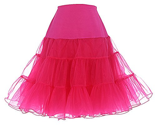 Dresstells Jupon années 50 Vintage en Tulle Rockabilly Petticoat Longueur 66cm/26,Rose S