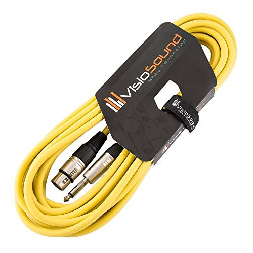 VisioSound Female XLR to 6.35mm 1/4 Mono Jack Lead/Microphone/Signal Cable / 6 Colours 6m Yellow