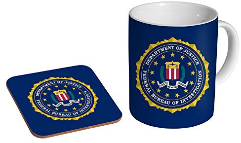 mugmart Keramik-FBI-Kaffeetasse mit Untersetzer, 325 ml