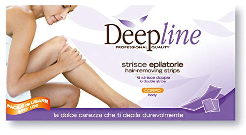DEEPLINE 6 x Kaltwachsstreifen für die Enthaarung im Körperbereich mit GRATIS 2 After Wax Tüchern