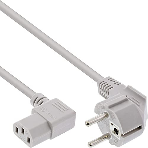 InLine 16647A Netzkabel, Schutzkontakt gewinkelt auf Kaltgerätestecker C13 gewinkelt, 1,8m, grau