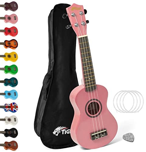 TIGER Principianti e Ukulele Soprano, Ukulele e Borsa, Rosa