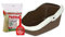 PeeWee Katzentoilette EcoMinor Katzenklo offen Schale Katzen WC inkl. 3kg Streu Holzpellets Pellets, Farbe:Braun-Elfenbein