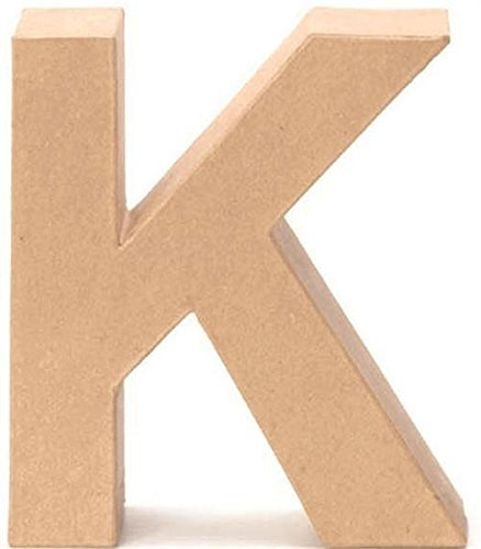 Papp-Buchstabe K 17,5x5,5cm Pappartikel Pappart Bemalen Basteln Dekorieren Braun Pappmaché