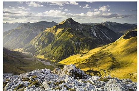 Bilderwelten Berge Fototapete Natur inkl. Kleister 384x255cm - Vliestapete Made in Germany - Tapete Berge Schlafzimmer - Lechtaler Alpen Tirol Fototapete Natur - Wandtapete Wohnzimmer Flur T_1137