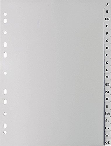 5-Star Buchstabenregister A-Z DIN A4, volle Höhe, grau 5er Packung