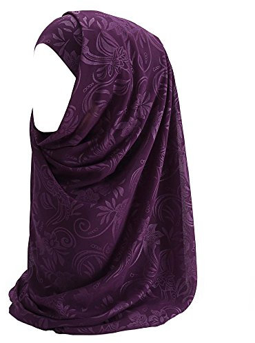 Lina & Lily Muslim Hijab Kopftuch aus Chiffon mit Blumenmuster (Dunkelviolett)