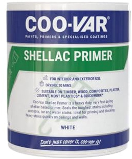 Coo-Var Shellac Prime-All Stain Blocker Sealer & Primer for Wood Plaster Cement with PSP touch-up brush (1L)