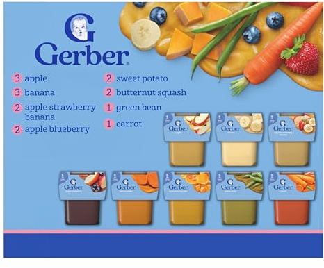 Gerber Baby Foods 2nd Foods Variety Pack, Natural for Baby, Fruit & Veggie Favorites, 8 Ounce (Pack of 32)