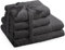 AmeliaHome Handtuch Set Grau 2 Handtücher 50x100 cm und 2 Duschtücher 70x140 cm 100% Baumwolle Qualität Saugfähig Graphit Anthrazit Amari