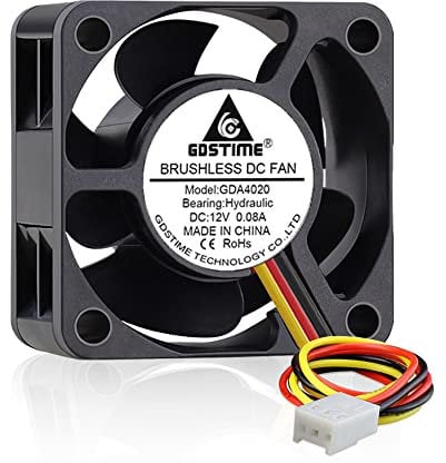 GDSTIME 2 x 40mm 12V Fan 40mm x 20mm Cooling Fan 6000 RPM High Performance Speed 3 Pin Brushless Mini Cooler For Heatsink or 4020 Fans Replace
