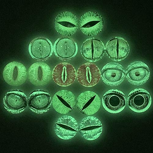 10 Pairs 35mm Glow in the Dark Glass Dinosaur Eyes Round Dome Glass Cabochons Flatback for DIY Craft Clay Animal Lizard Eyes