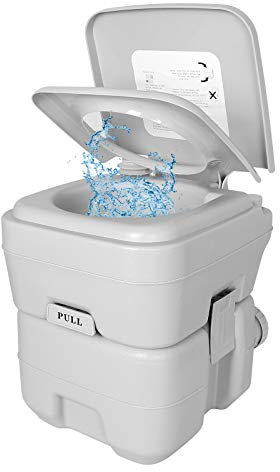 Qdreclod WC Portatile da Campeggio Interni Esterni per Camper, WC a Doppio Filo per Anziani Donne Incinte (20L)