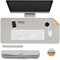 Ewolee Desk Pad, Office Desk Mat 70 * 30cm Natural Cork PU Leather Desk Protector Mat Non-Slip Waterproof Laptop Keyboard Mouse Mat for Office Home School(Grey + Cork)