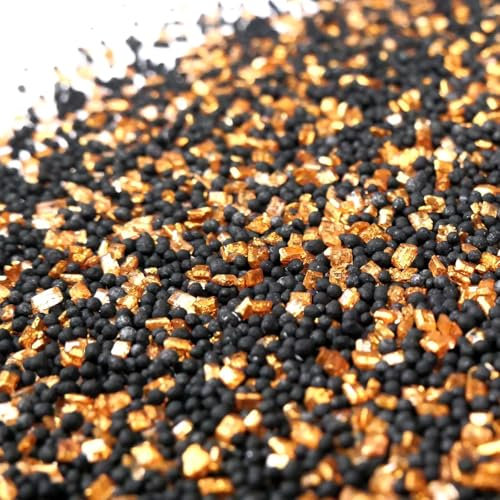Streuselheld Schwarz/Gold 40g Streusel zum Dekorieren und Verzieren von Gebäck aller Art wie Torten Kuchen Keksen Zuckerstreusel