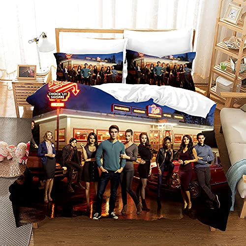 PTNQAZ Bettwäsche-Set, Motiv: Bizarre Filme, 3D-Druck, Riverdale Bettdeckenbezug, Kissenbezüge, Einzel-, Doppel-, King-Size-Bett, Schlafzimmerdekoration (Einzelbett)