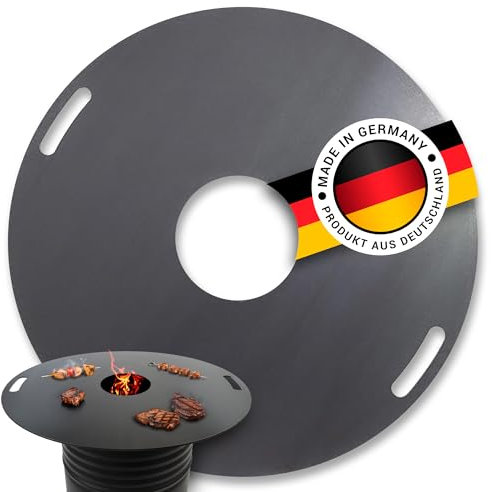 Feuerplatte 80cm 5mm fÃŒr Feuertonnen Kugelgrill Grillplatte Plancha mit Handgriffe #02