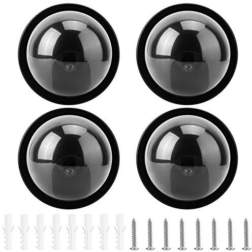 Kuuleyn 4pcs Dome-Simulationskamera, gefälschte Kamera-Dummy-gefälschte Kamera CCTV-Dummy-gefälschte Überwachungskamera mit blinkendem LED-Licht für Supermärkte, Hotels, Parkplätze(Schwarz)