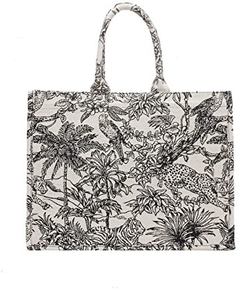 NCDUANSAN Modische Luxus-Tragetasche, Baumwolle, Leinen, eine Schultertasche, große Kapazität, Jacquard-Stickerei, Ret