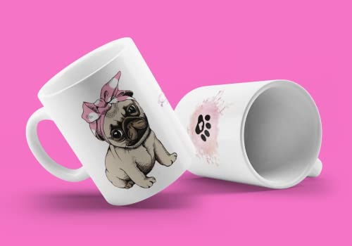 Luckygrafic Mops Tasse Love My Dog, Keramik, 350 ml