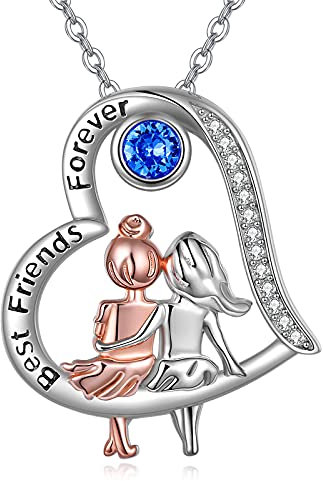 VONALA Freundschaftskette Sterling Silber Herz Anhänger Schmuck Weihnachtsgeschenke für Damen Mädchen (Saphirblau)