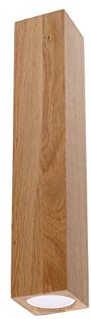SOLLUX lighting Keke LED Deckenleuchte aus Holz 1 Flamme - Wohnzimmer Lampe Schlafzimmer Leuchte Esszimmer - Lampe für Flur aus Eichenholz 6 x 6 x 30 cm
