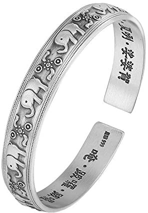 Damen Sterling Silber Armband,Frauen 925 Silber Armband Chinesisch Vintage Machen Alten Elefanten Manschette Armreif Freundschaftsarmband Damen Silber Schmuck Geburtstagsgeschenke Für Schwestern Fr