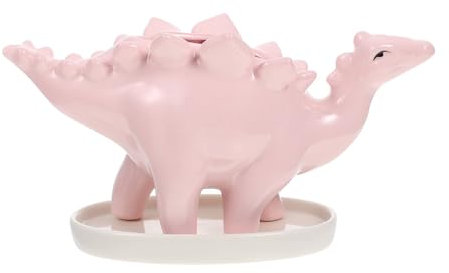 YARNOW Dino Pot de fleurs rose mignon pour plantes succulentes - Pot en céramique - Support pour bonsaï - Avec plateau pour plantation - Jardinage - Rose